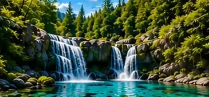 Cascadas que caen a una poza de agua turquesa